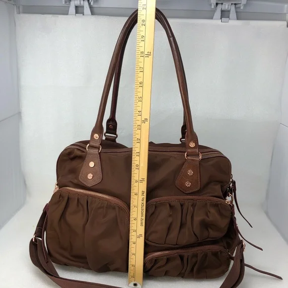 MZ WALLACE Kate Bag Large Brown and Rose Gold Shoulder Crossbody Nylon & Leather